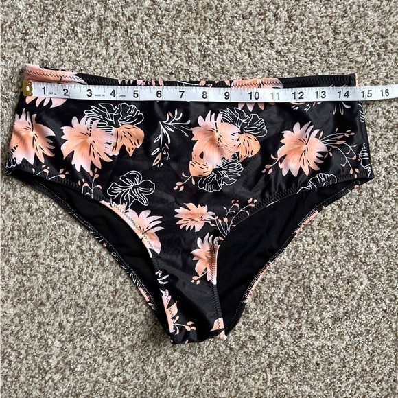 🦋 Beachsissi Black Peach Floral Swim Bottoms Beach Summer Vacation - Picture 5 of 7